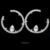 Omnia Maliha Teardrop Accent Crystal Hoop Earrings in High Quality Zircon Stone Rhodium Plated - Image 2