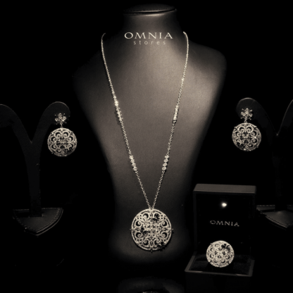Omnia Amalia Golden Medallion Set in High Quality Simulated Diamonds - Image 3