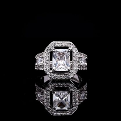 Omnia Layara White Long Chain Full Set with Triple-Layer Necklace in High-Quality Zircon Stone Rhodium Plated - Image 4