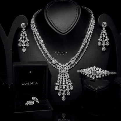 Omnia Nala Yellow Bridal Full Set Accessories in High Quality Zircon Stone Rhodium Plated - Image 3