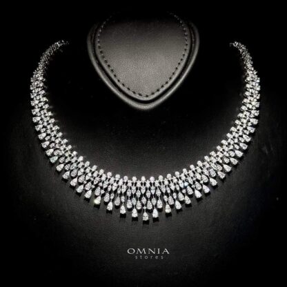 Omnia Sadeem Bridal White Full Set in High Quality Zircon Stone Rhodium Plated - Image 4