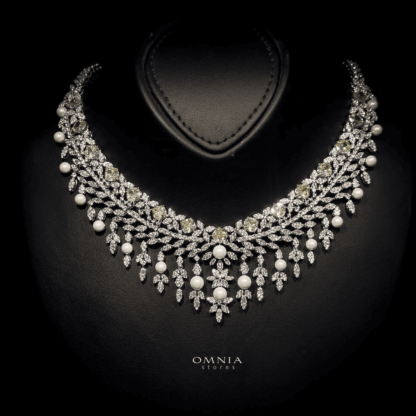 Omnia Juma Bridal Full Set Accessories in High Quality Zircon Stone in Rhodium Plated - Image 3