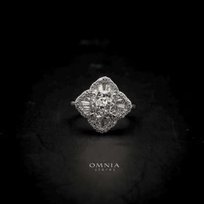 Omnia fayroz Silver Floral Ring in 92.5 Silver with High Quality Iced Cut Stone - Image 5