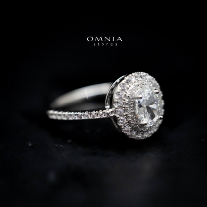 Omnia Fariha Oval Ring in 92.5 Silver with High Quality Iced Cut Stone - Image 3