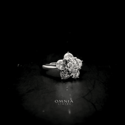 Omnia Ivana Pure White Flower Ring in High Quality Iced Cut - Image 3