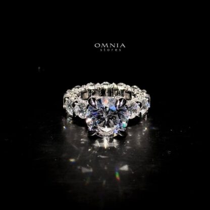 Omnia Radiant Round-Cut Eternity Ring in 92.5 Silver with High Quality Iced Cut Stones - Image 3