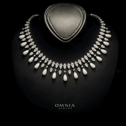 Omnia Nadah White Bridal Full Set in High Quality Zircon Stone Rhodium Plated - Image 4