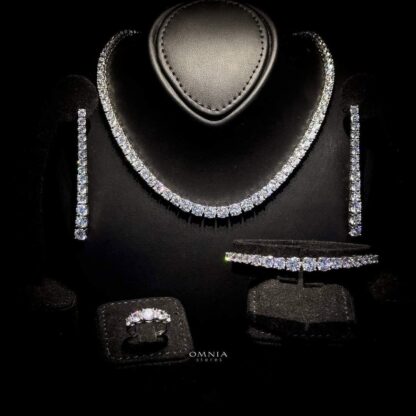 Omnia Maryam Pink Bridal Full Set in High Quality Zircon Stone Rhodium Plated - Image 5