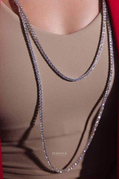 Omnia Luxury Tennis Long Chain Necklace in 92.5 Silver with Exquisite 70cm High Quality Simulated Diamonds - Image 4