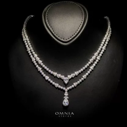 Omnia Lana White Bridal Full Set in High Quality Zircon Stone Rhodium Plated - Image 12