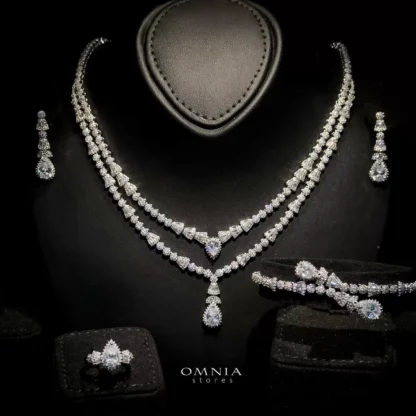 Omnia Lana White Bridal Full Set in High Quality Zircon Stone Rhodium Plated - Image 13