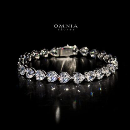 Omnia Shaden Heart-Shaped Tennis Necklace - Silver with Iced Cut Stones - Image 9