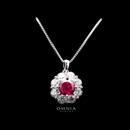 Omnia Mashael Red Pendant Necklace in 92.5 Silver with High Quality Simulated Diamonds - Image 5