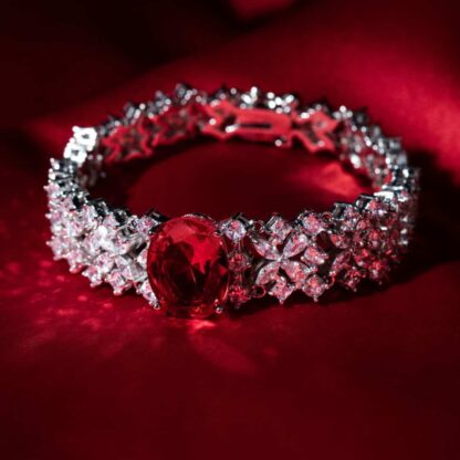 Omnia Suhana Red Bridal Full Set in High Quality Simulated Diamonds - Image 5