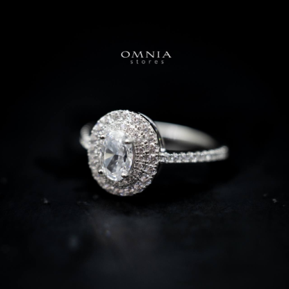 Omnia Fariha Oval Ring in 92.5 Silver with High Quality Iced Cut Stone - Image 4