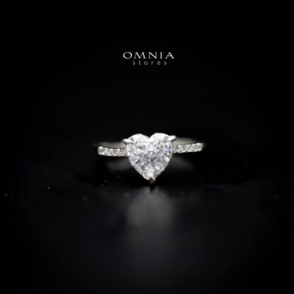 Omnia Heart Ring in 92.5 Silver with High Quality Iced Cut Stone
