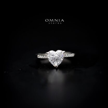 Omnia Heart Ring in 92.5 Silver with High Quality Iced Cut Stone - Image 2