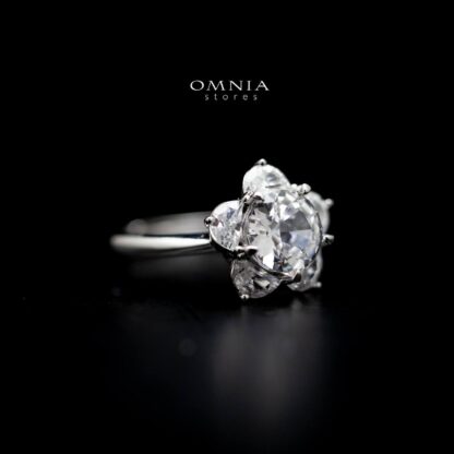 Omnia Ivana Pure White Flower Ring in High Quality Iced Cut - Image 5