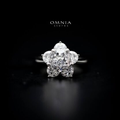 Omnia Ivana Pure White Flower Ring in High Quality Iced Cut - Image 2