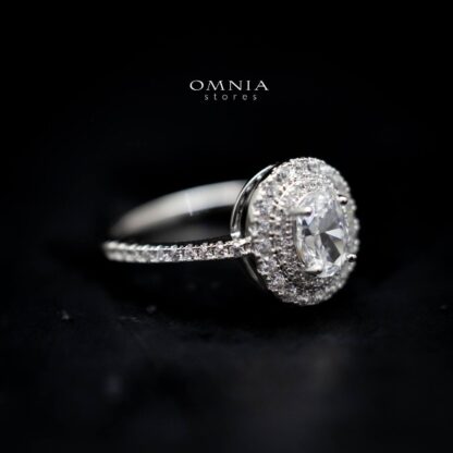 Omnia Fariha Oval Ring in 92.5 Silver with High Quality Iced Cut Stone - Image 5