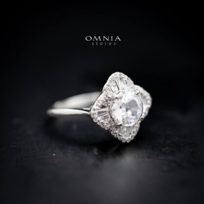 Omnia fayroz Silver Floral Ring in 92.5 Silver with High Quality Iced Cut Stone - Image 7