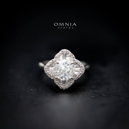 Omnia fayroz Silver Floral Ring in 92.5 Silver with High Quality Iced Cut Stone - Image 8