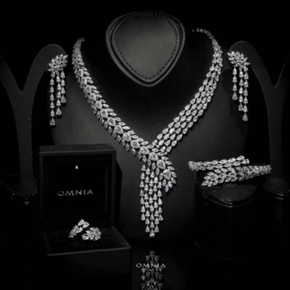 Omnia Nova Pink Bridal Full Set Accessories in High Quality Zircon Stone Rhodium Plated - Image 3
