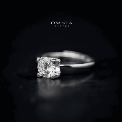 Omnia Maisha Round Cut Ring in 92.5 Silver with High Quality Moissanite Stone - Image 2