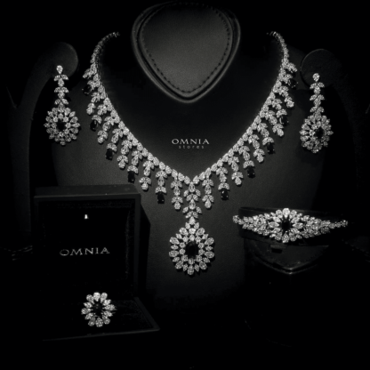 Omnia Zanita Blue Bridal Full Set Accessories High Quality Zircon Stone in Rhodium Plated - Image 3