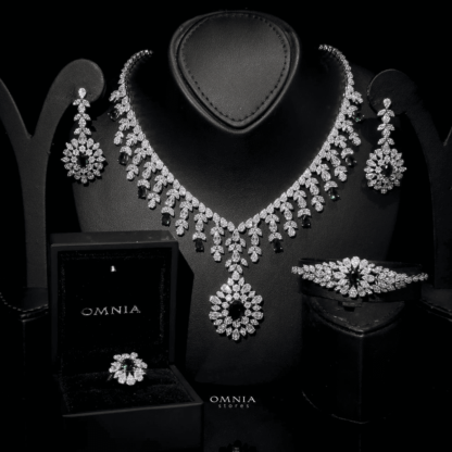 Omnia Zanita Green Bridal Full Set Accessories High Quality Zircon Stone in Rhodium Plated - Image 3