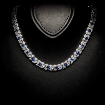 Omnia Layan Blue Bridal Full Set in High-Quality Zircon Stone Rhodium Plated - Image 4