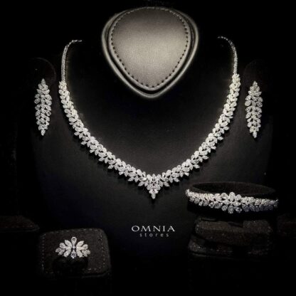 Omnia Sophia Teardrop Bridal Full Set in 92.5 Silver with High Quality Simulated Diamonds - Image 9