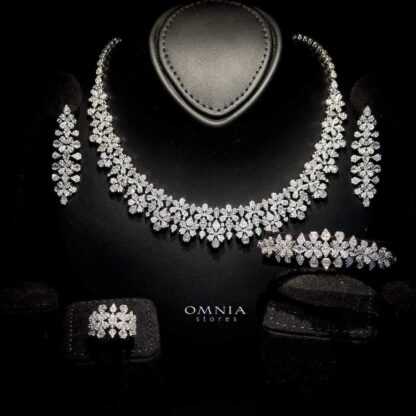 Omnia Jovy Bridal Full Set in High Quality Zircon Stone Rhodium Plated - Image 4
