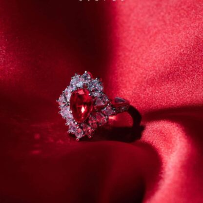 Omnia Suhana Red Bridal Full Set in High Quality Simulated Diamonds - Image 4