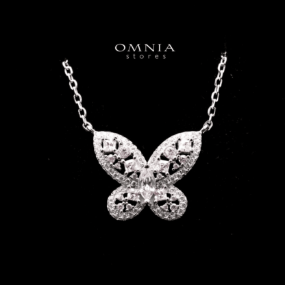 Omnia Dalia Pink Butterfly Necklace In 92.5 Silver High Quality Simulated Diamonds - Image 3