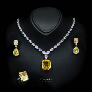 Omnia Audrey Yellow Bridal Full Set in High Quality Simulated Diamonds