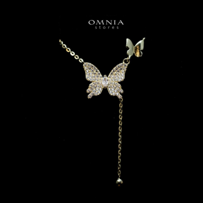 Omnia Hala Butterfly Necklace with High Quality Iced Cut Stone in 92.5 Silver - Image 3