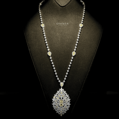 Omnia Noha Bridal Long chain Set Accessories High Quality Zircon Stone In Rhodium Plated - Image 3