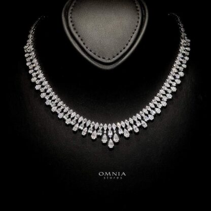 Omnia Elaf White Bridal Full Set in High Quality Zircon Stone in Rhodium Plated - Image 4