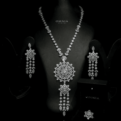 Omnia Mansour Long chain Set Accessories High Quality Zircon Stone In Rhodium Plated - Image 3