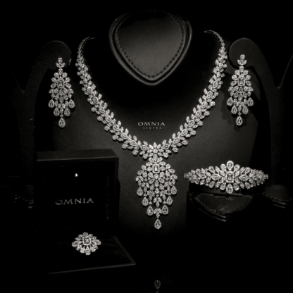 Omnia Mona White Set Accessories in High Quality Zircon Stone Rhodium Plated - Image 3
