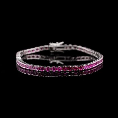 Omnia Tasneem Pink 3mm Tennis Bracelet in 92.5 Silver High Quality Simulated diamonds - Image 4