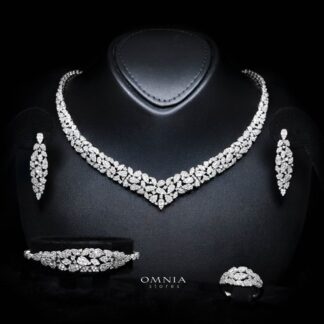 Omnia Alina White Bridal Full Set in High Quality Zircon Stone Rhodium Plated