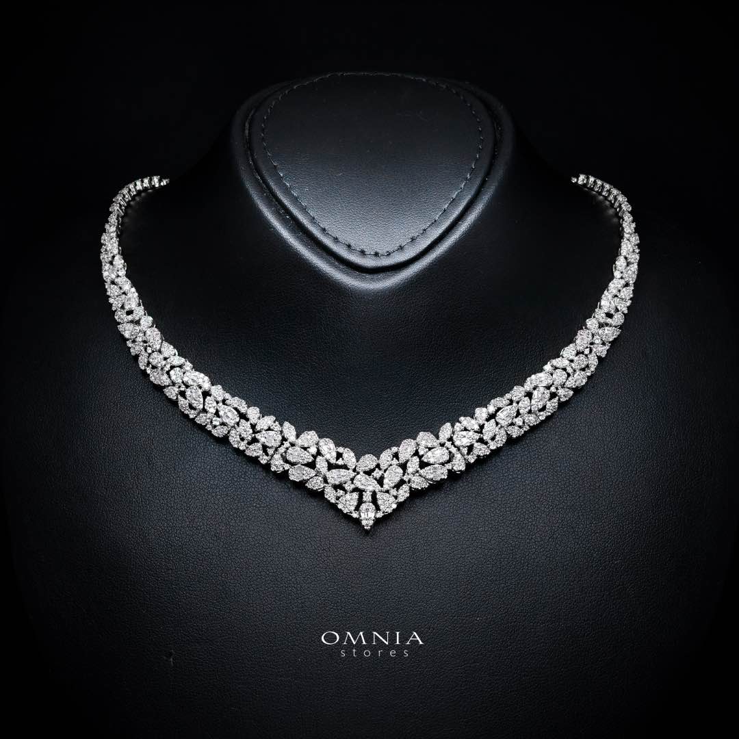 Omnia Alina White Bridal Full Set in High Quality Zircon Stone Rhodium Plated - Image 2