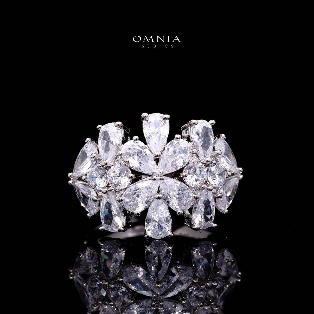 Omnia Reema Pure White Luxury Bridal Full Set in High Quality Zircon Stone Rhodium Plated - Image 5