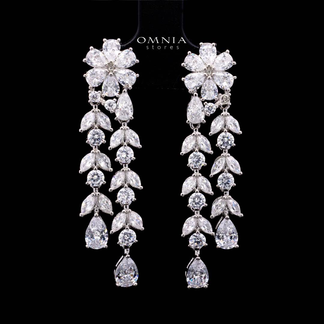 Omnia Reema Pure White Luxury Bridal Full Set in High Quality Zircon Stone Rhodium Plated - Image 6