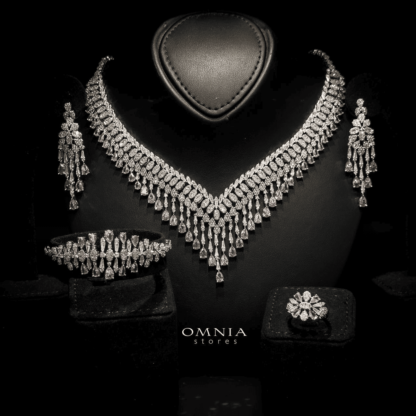 Omnia Miyah Pink Bridal Full Set Accessories in High Quality Zircon Stone Rhodium Plated - Image 3