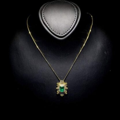 Omnia Green Radiance Necklace in 92.5 Silver with High Quality Simulated Diamonds - Image 3