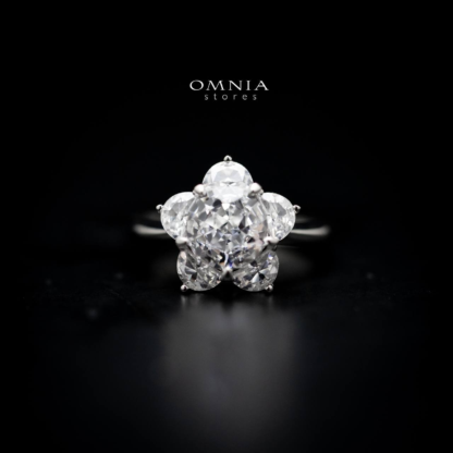 Omnia Ivana Pure White Flower Ring in High Quality Iced Cut - Image 8