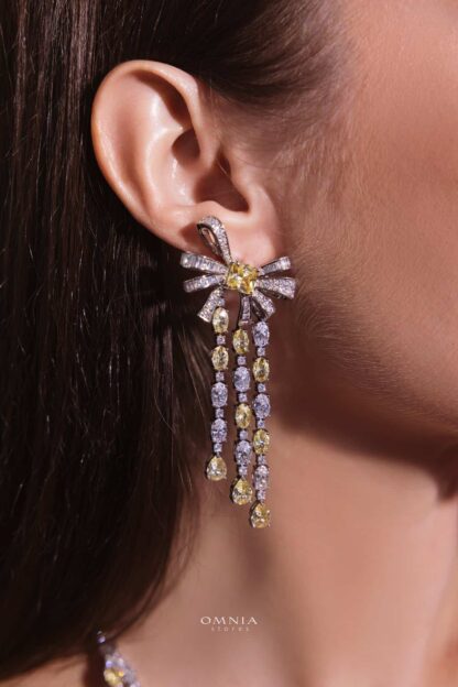 Omnia Mawada Yellow Bridal Full Set with Elegant Bow-Accent Design and High-Quality Zircon Stones in Rhodium Plated Finish - Image 7